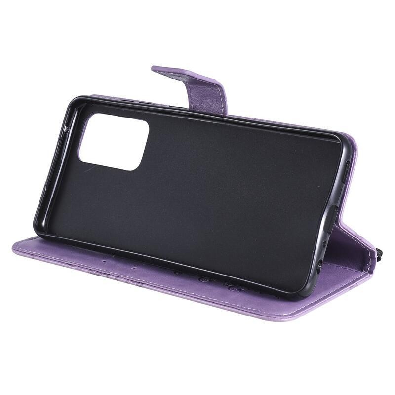 Nagy pillangó PU bőr pénztárca tok Samsung Galaxy A52 5G/4G/A52s 5G - lila