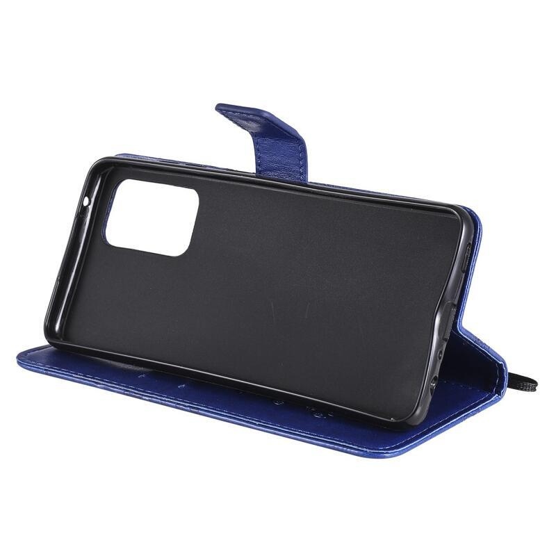 Nagy pillangó PU bőr pénztárca tok Samsung Galaxy A52 5G/4G/A52s 5G - kék