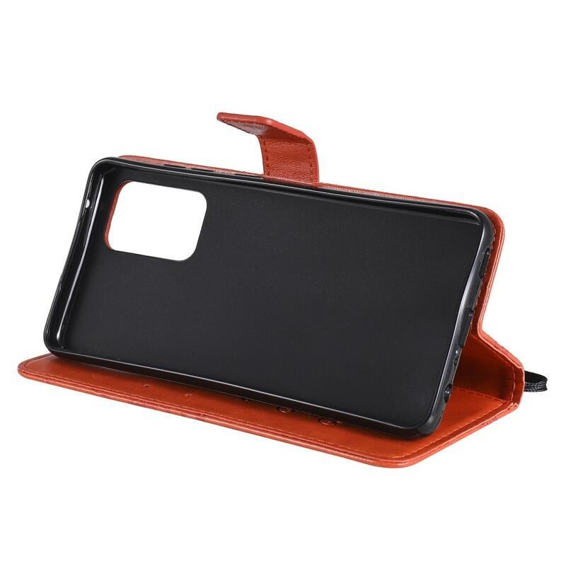 Nagy pillangó PU bőr pénztárca tok Samsung Galaxy A52 5G/4G/A52s 5G - narancssárga