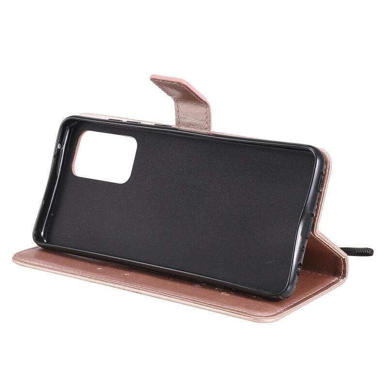 Nagy pillangó PU bőr pénztárca tok Samsung Galaxy A52 5G/4G/A52s 5G - rózsa arany