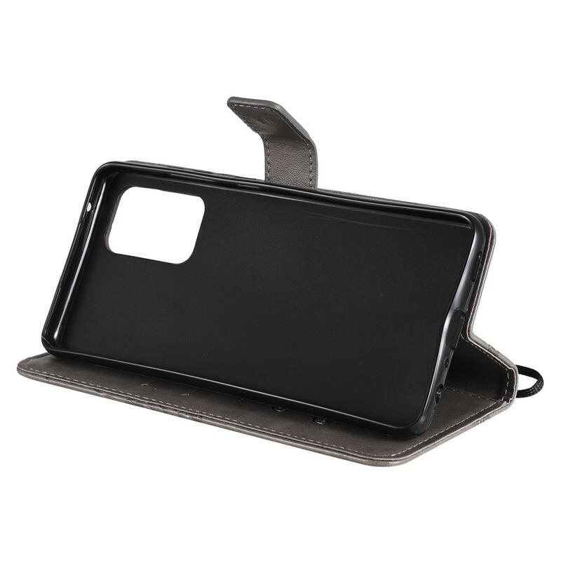 Nagy pillangó PU bőr pénztárca tok Samsung Galaxy A52 5G/4G/A52s 5G - szürke