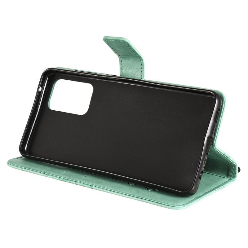 Nagy pillangó PU bőr pénztárca tok Samsung Galaxy A52 5G/4G/A52s 5G - zöld