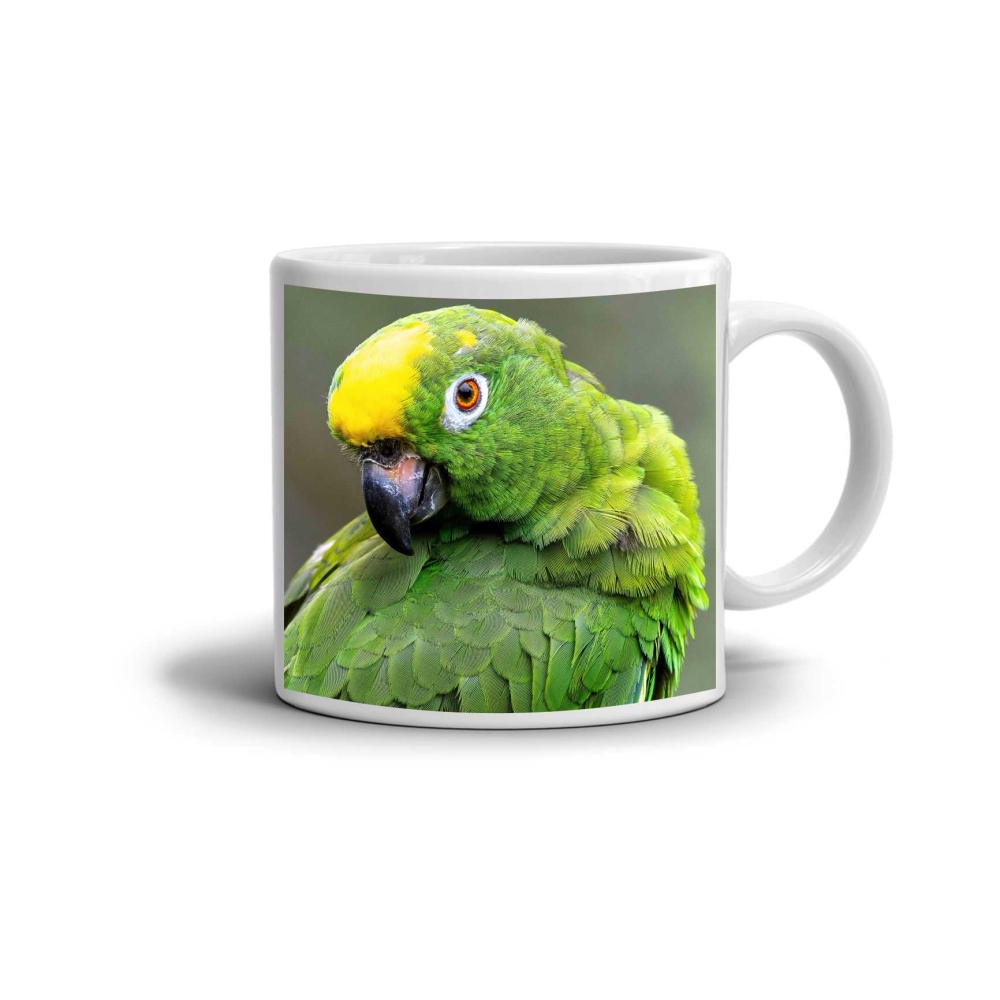 Fehér kerámia bögre 330ml képpel - kék eleje az Amazonon