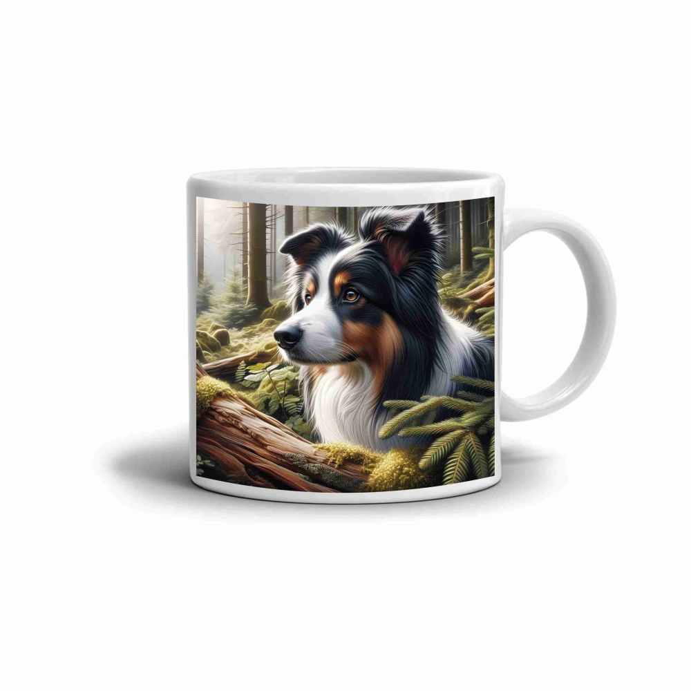 Fehér kerámia bögre 330ml képpel - ausztrál juhászkutya 2