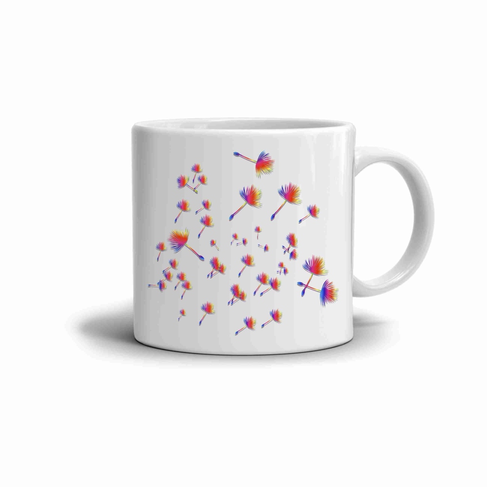 Fehér kerámia bögre 330ml képpel - színes magok