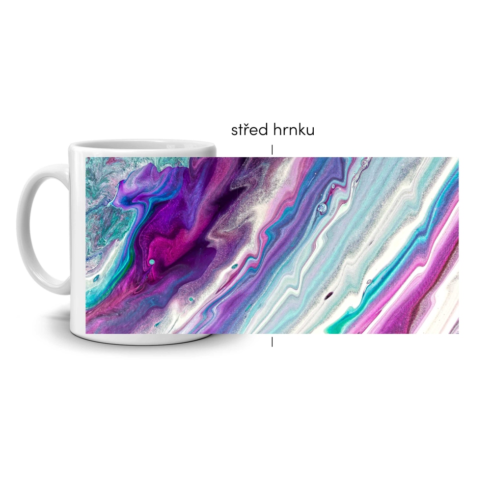 Fehér kerámia bögre 330ml képpel - színes hullám