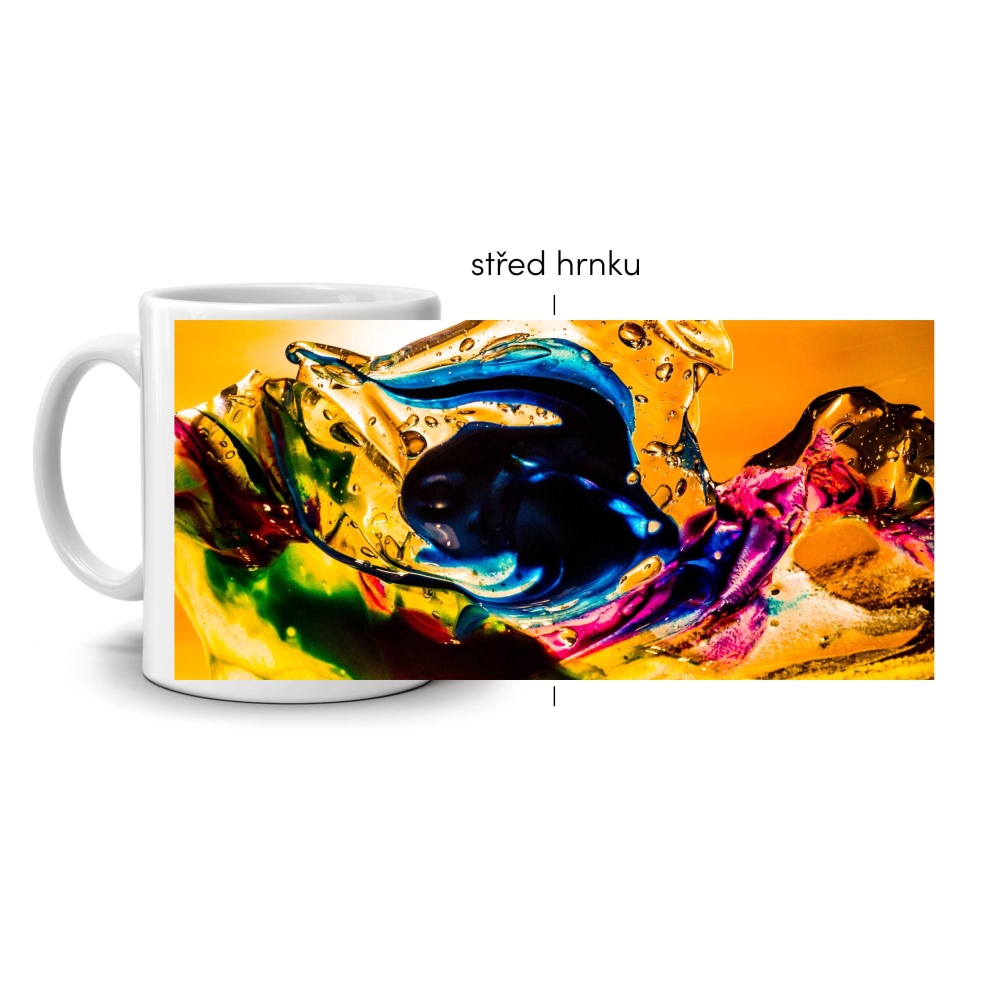 Fehér kerámia bögre 330ml képpel - színes káosz