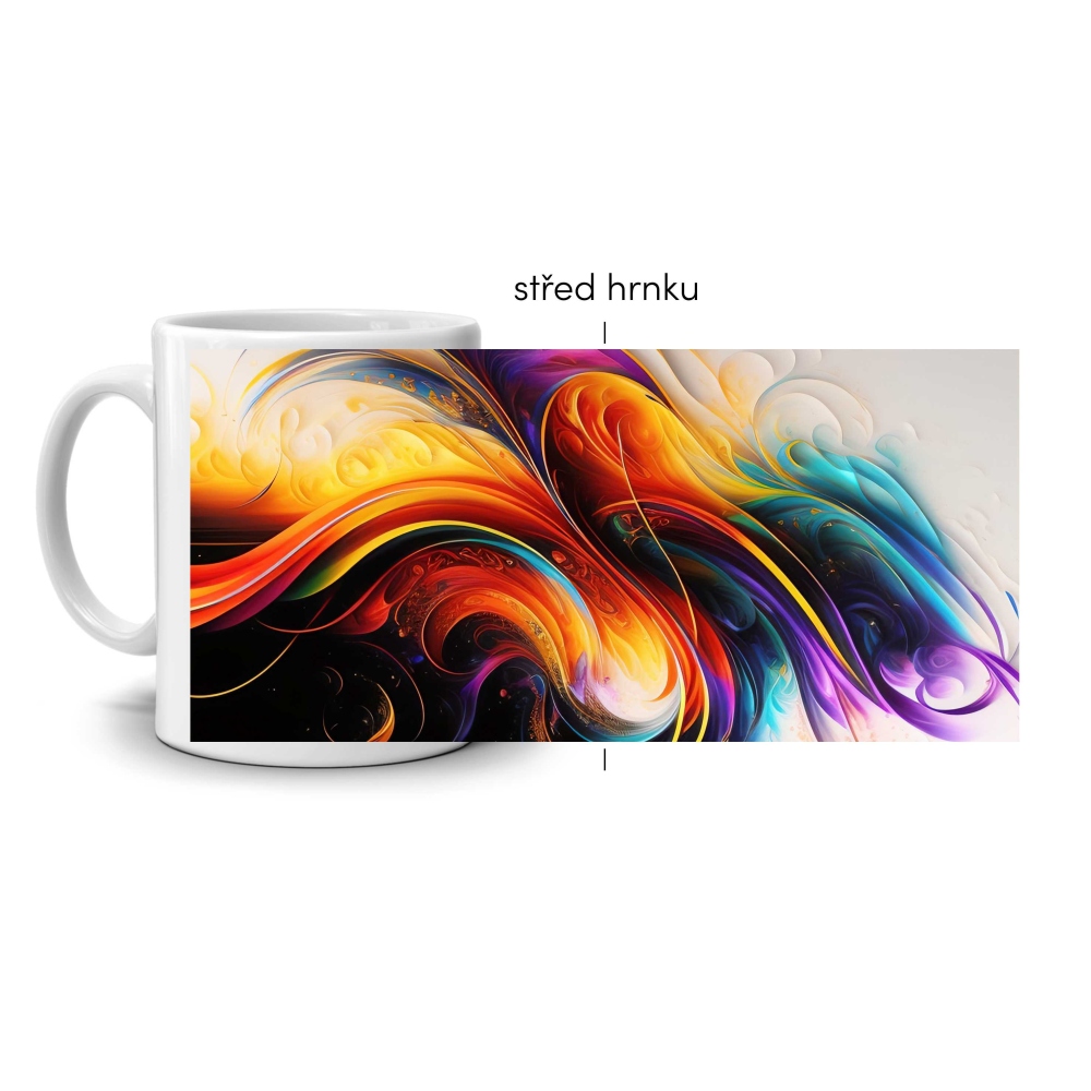 Fehér kerámia bögre 330ml képpel - színes hurrikán