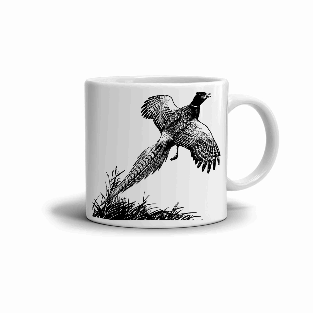 Fehér kerámia bögre 330ml képpel - fácán