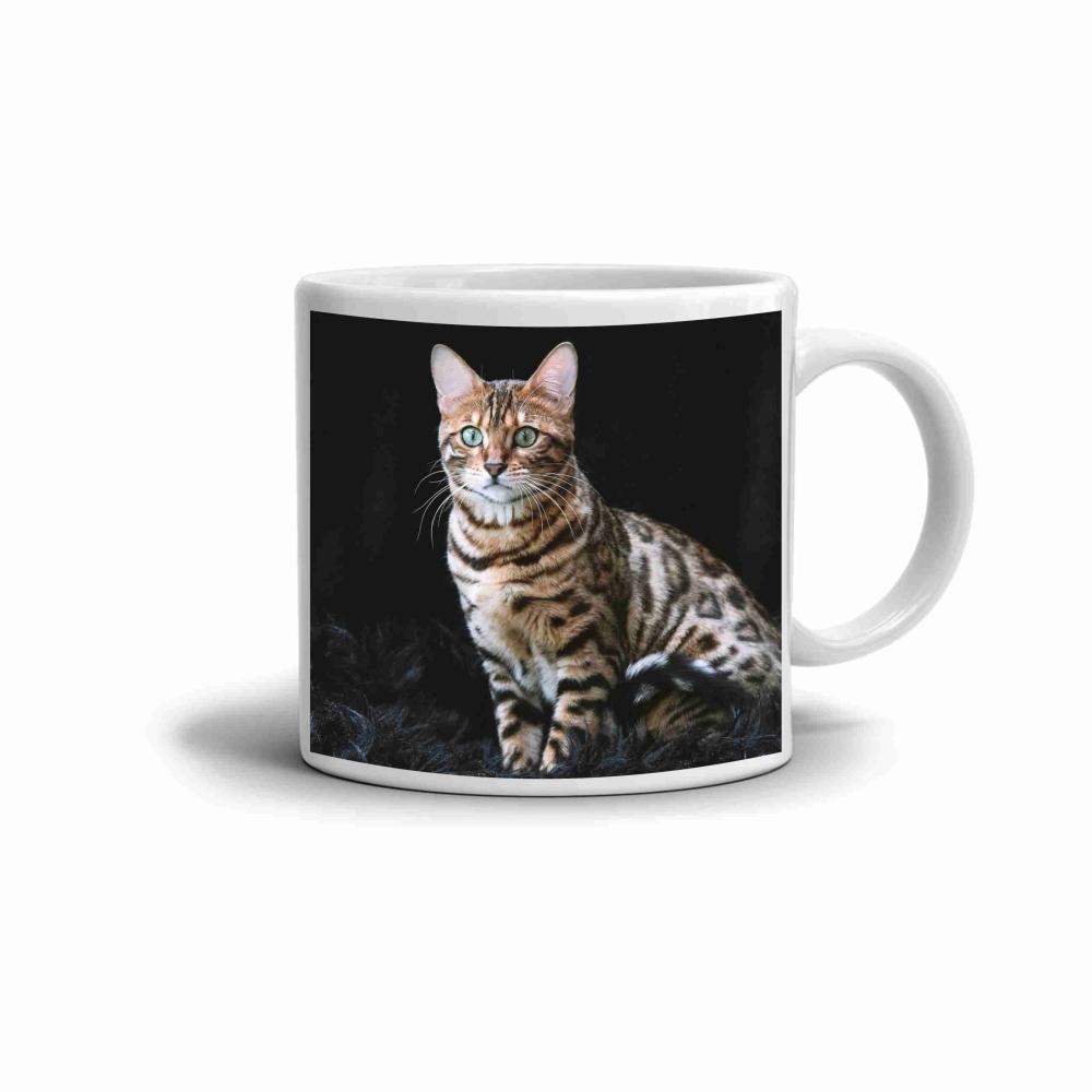 Fehér kerámia bögre 330ml képpel - Bengáli macska 2