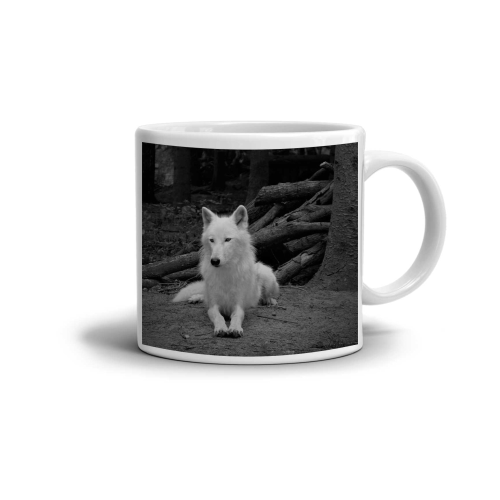 Fehér kerámia bögre 330ml képpel - Fehér farkas
