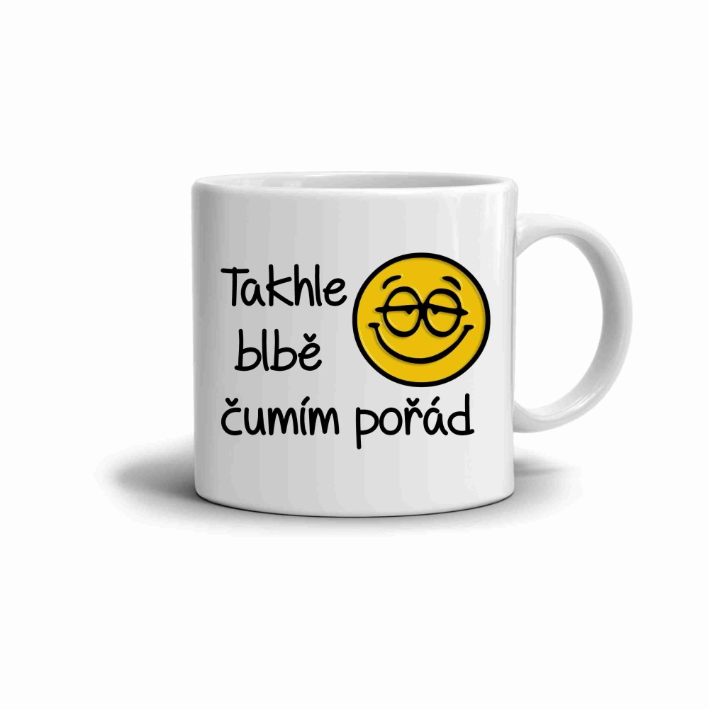 Fehér kerámia bögre 330ml képpel - hülyén bámulok