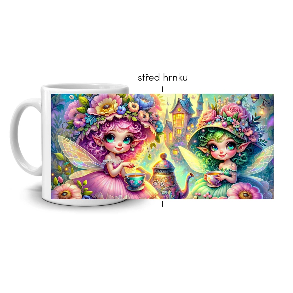 Fehér kerámia bögre 330ml képpel - teaparti