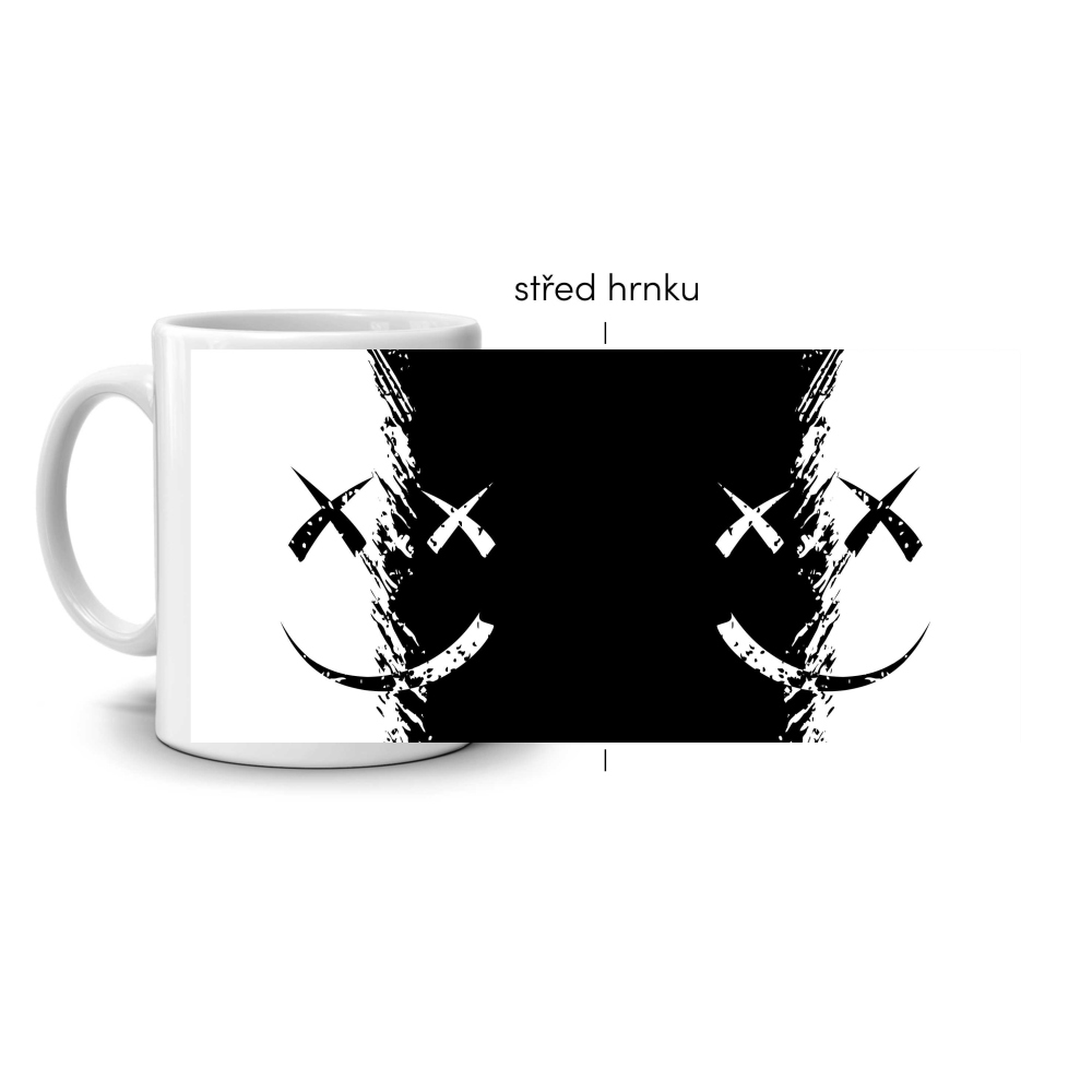 Fehér kerámia bögre 330ml képpel - fekete-fehér mosoly