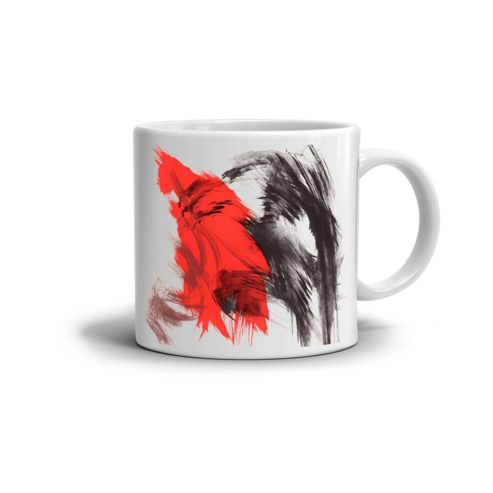 Fehér kerámia bögre 330ml képpel - piros ecsetvonás