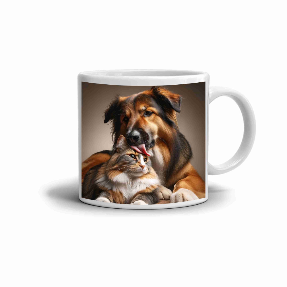 Fehér kerámia bögre 330ml képpel - szőrös Barátok