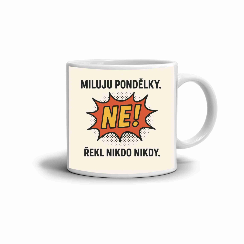 Fehér kerámia bögre 330ml képpel - idézet Szeretem a hétfőket