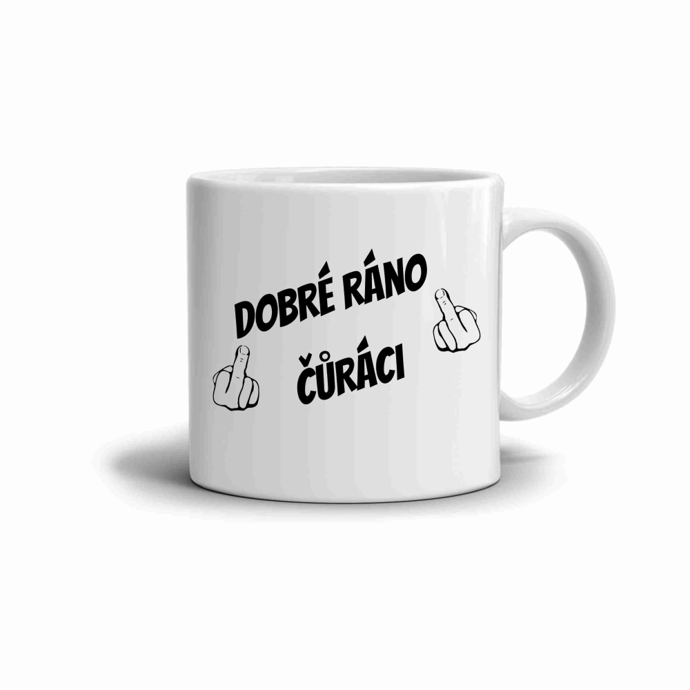 Fehér kerámia bögre 330ml képpel - jó reggelt cicik