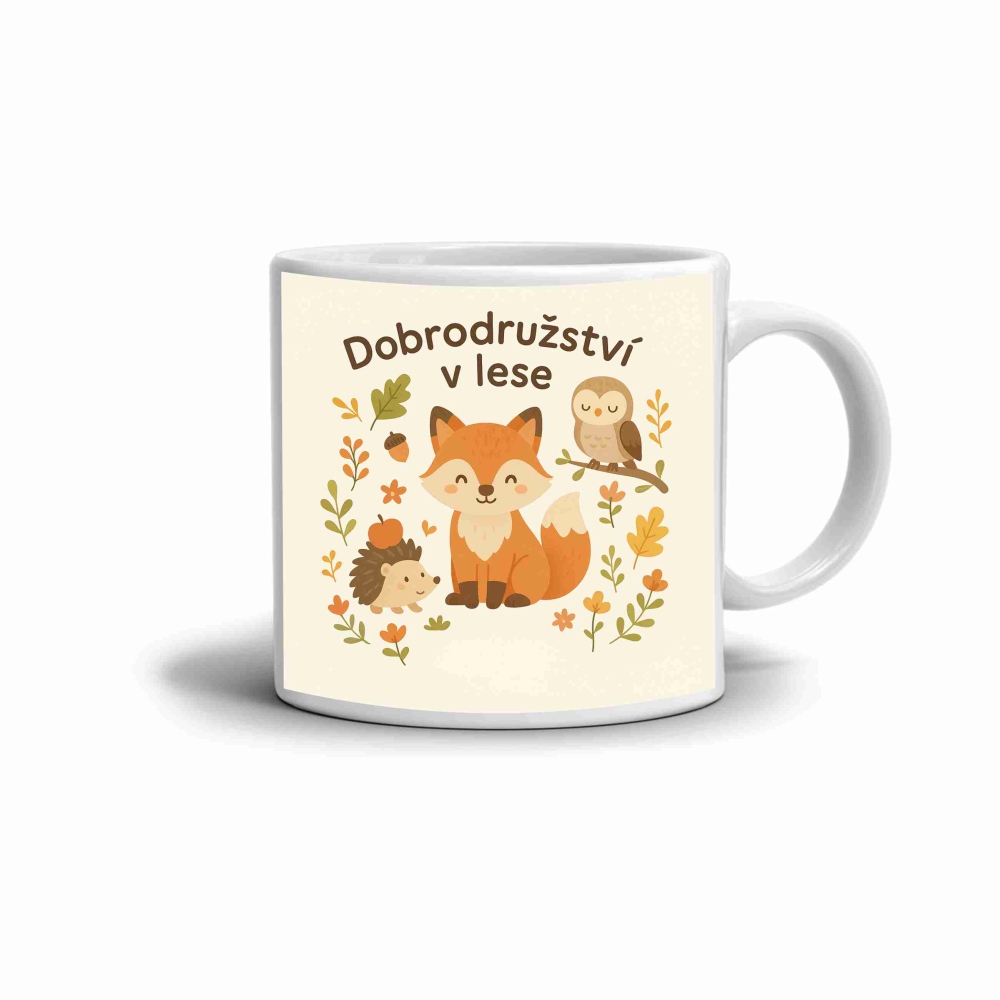 Fehér kerámia bögre 330ml képpel - erdei kaland
