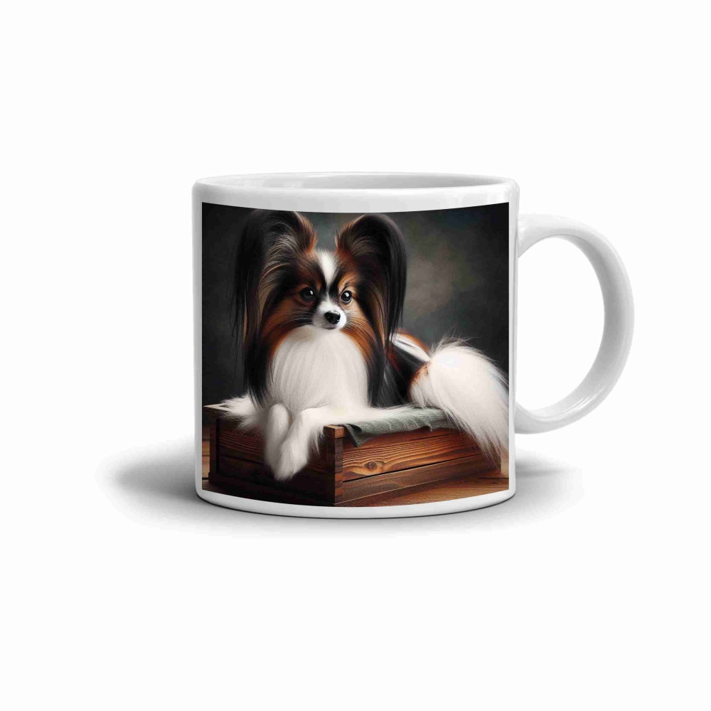 Fehér kerámia bögre 330ml képpel - elegáns papillon