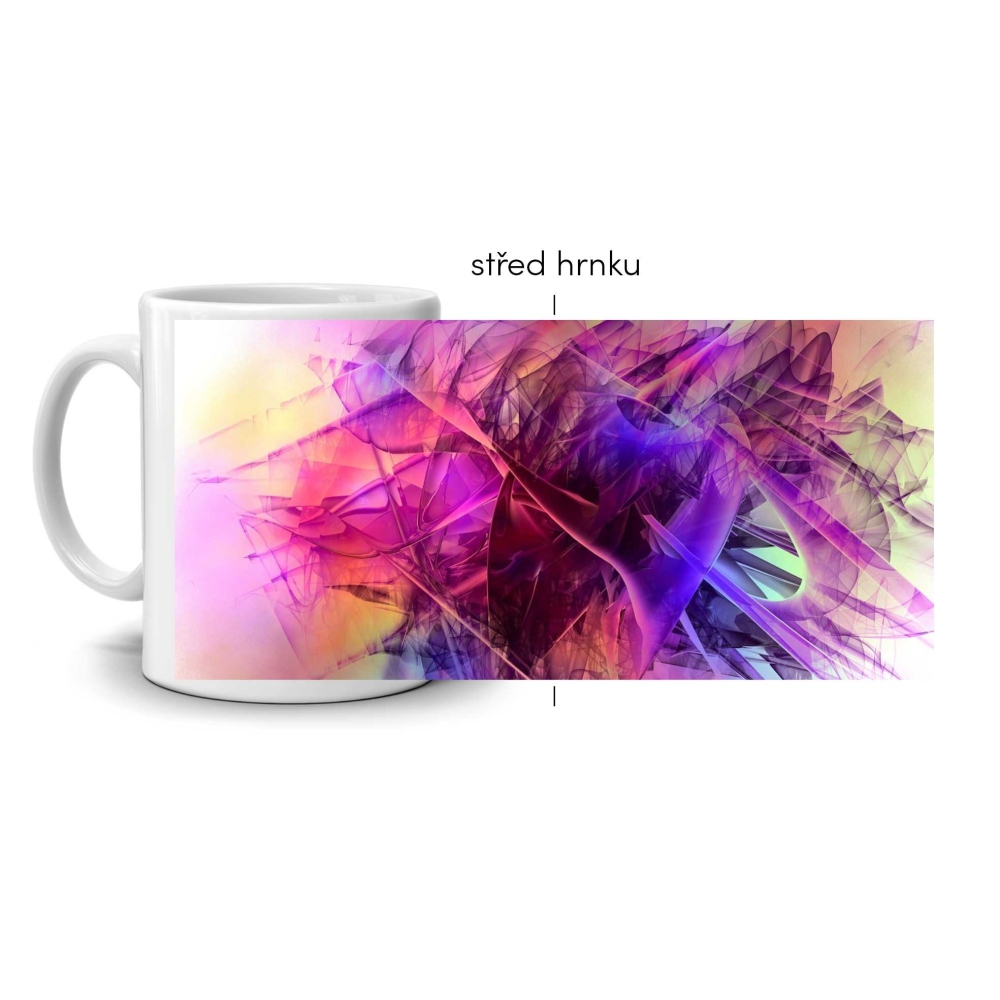 Fehér kerámia bögre 330ml képpel - lila örvény