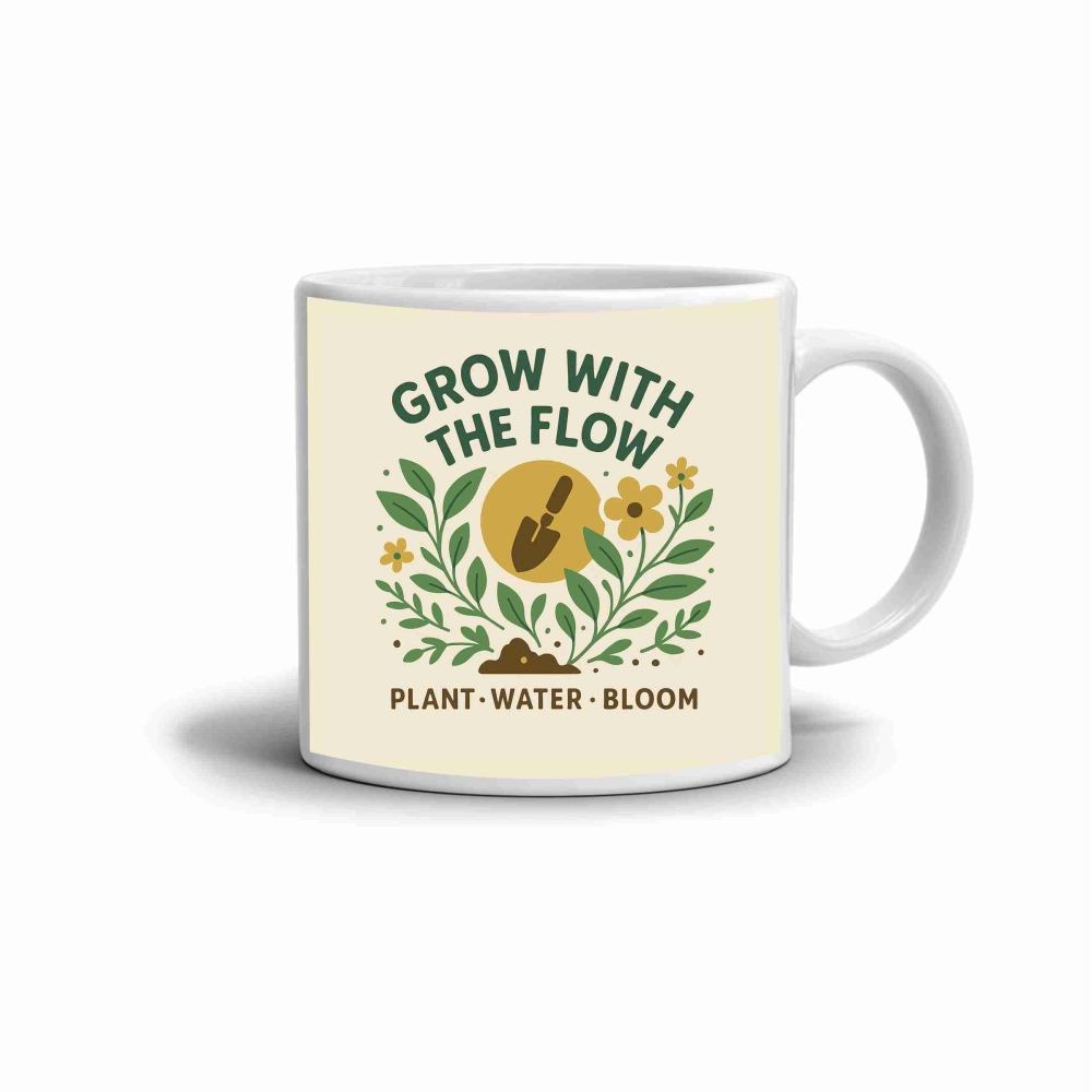 Fehér kerámia bögre 330ml képpel - nőj az áramlással