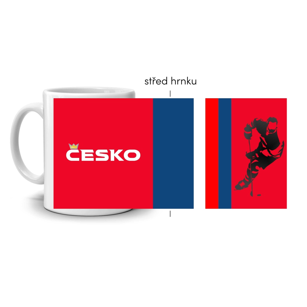 Fehér kerámia bögre 330ml képpel - hoki bögre Csehország