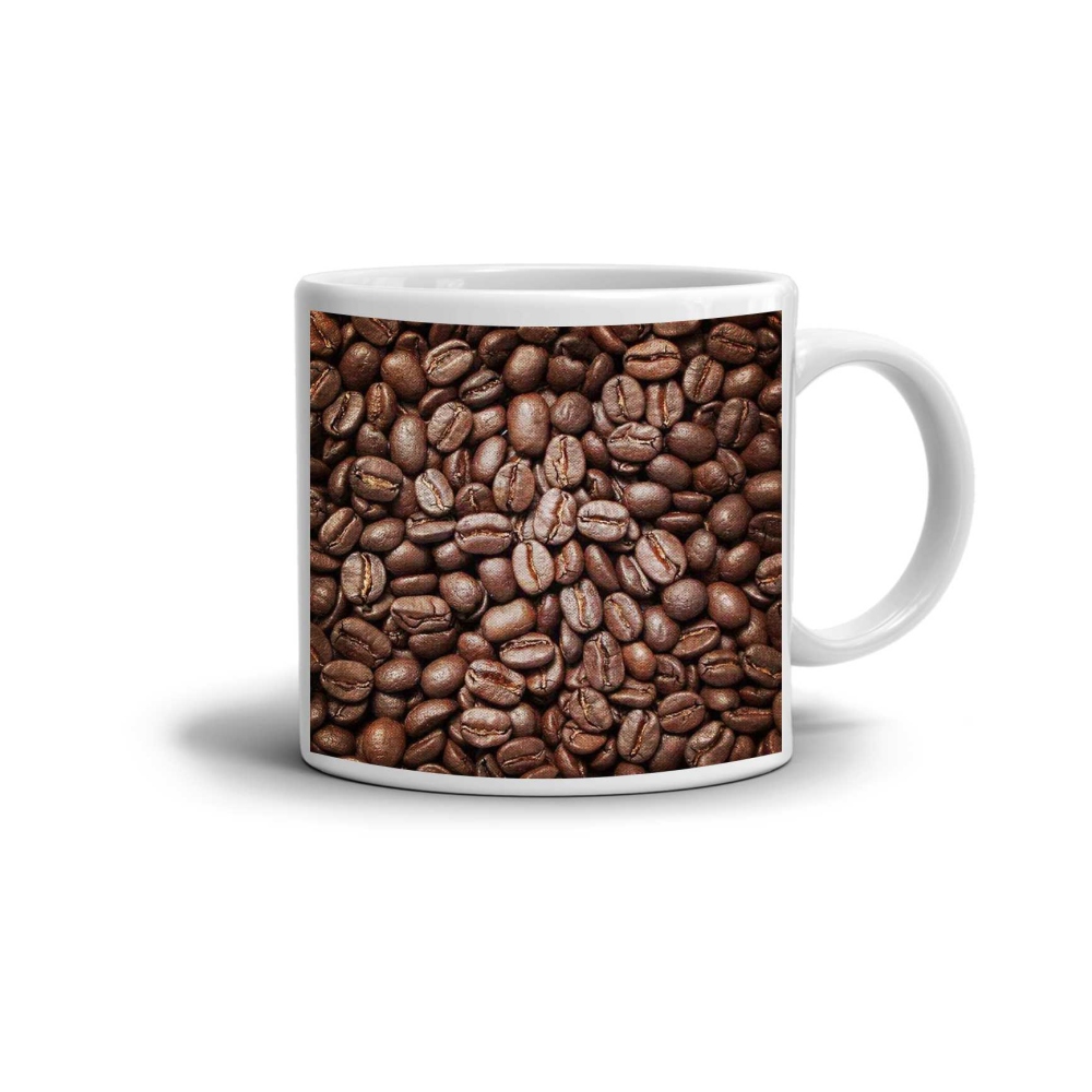 Fehér kerámia bögre 330ml képpel - kávébab