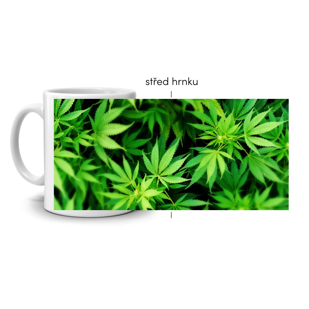 Fehér kerámia bögre 330ml képpel - kender