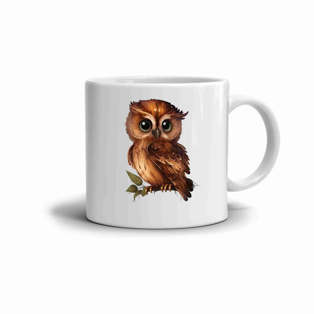 Fehér kerámia bögre 330ml képpel - rajzfilm bagoly