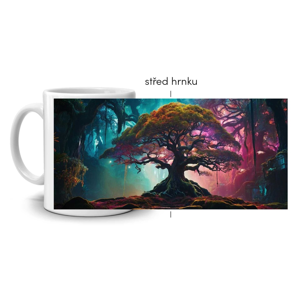 Fehér kerámia bögre 330ml képpel - varázsfa