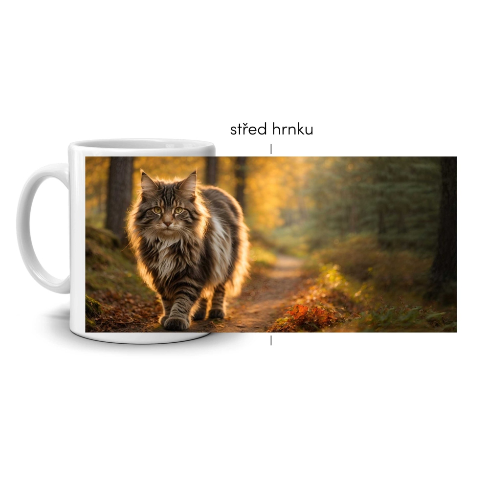 Fehér kerámia bögre 330ml képpel - Fenséges Maine Coon macska