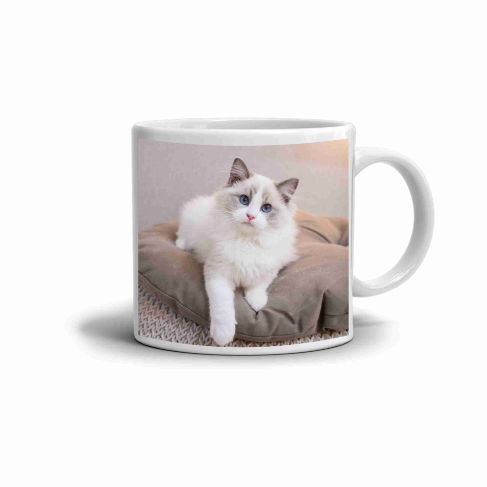 Fehér kerámia bögre 330ml képpel - ölelnivaló ragdoll