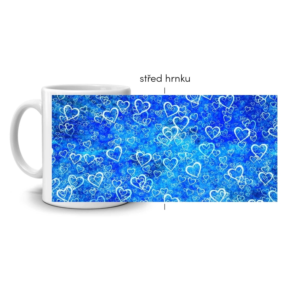 Fehér kerámia bögre 330ml képpel - szívek tengere