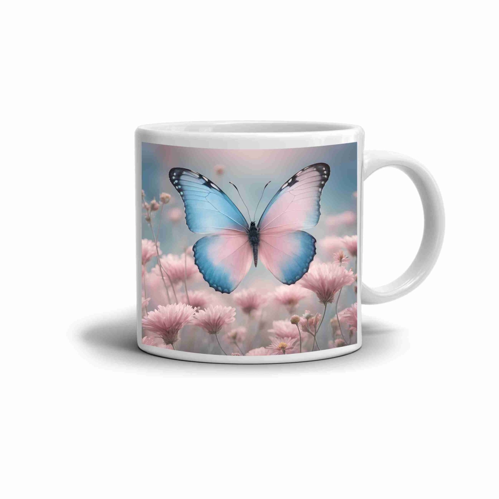 Fehér kerámia bögre 330ml képpel - pillangó gyengédsége