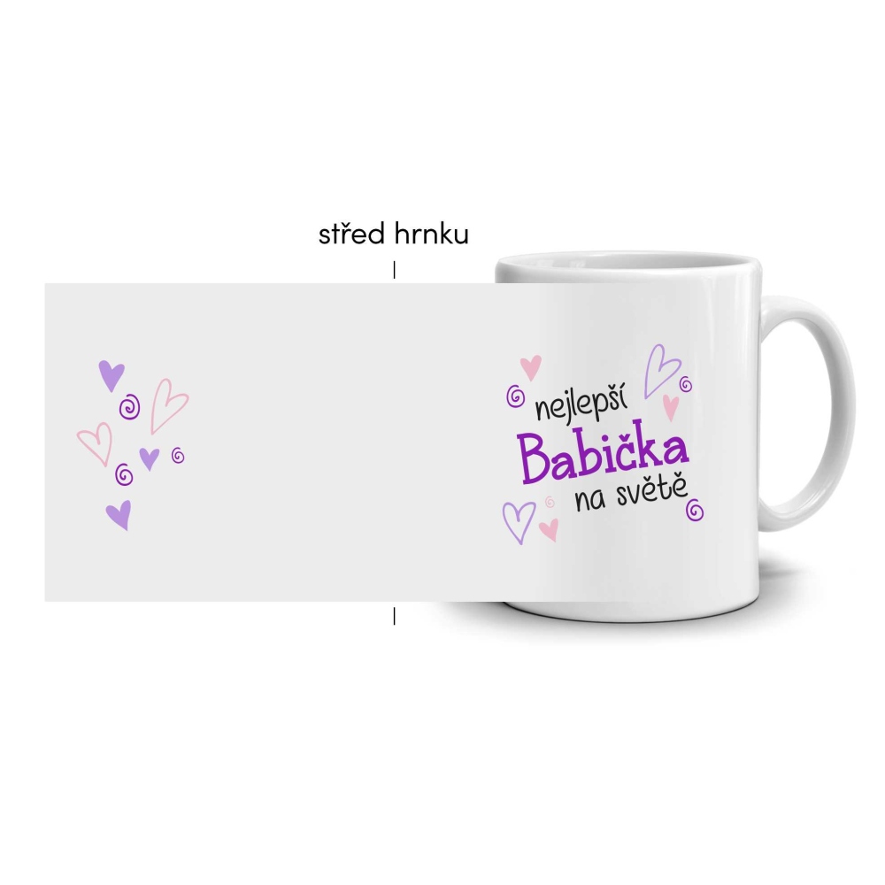 Fehér kerámia bögre 330ml képpel - legjobb nagymama (világos téma)