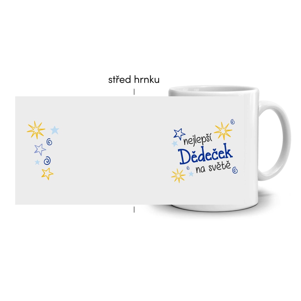 Fehér kerámia bögre 330ml képpel - a legjobb nagyapa (világos téma)