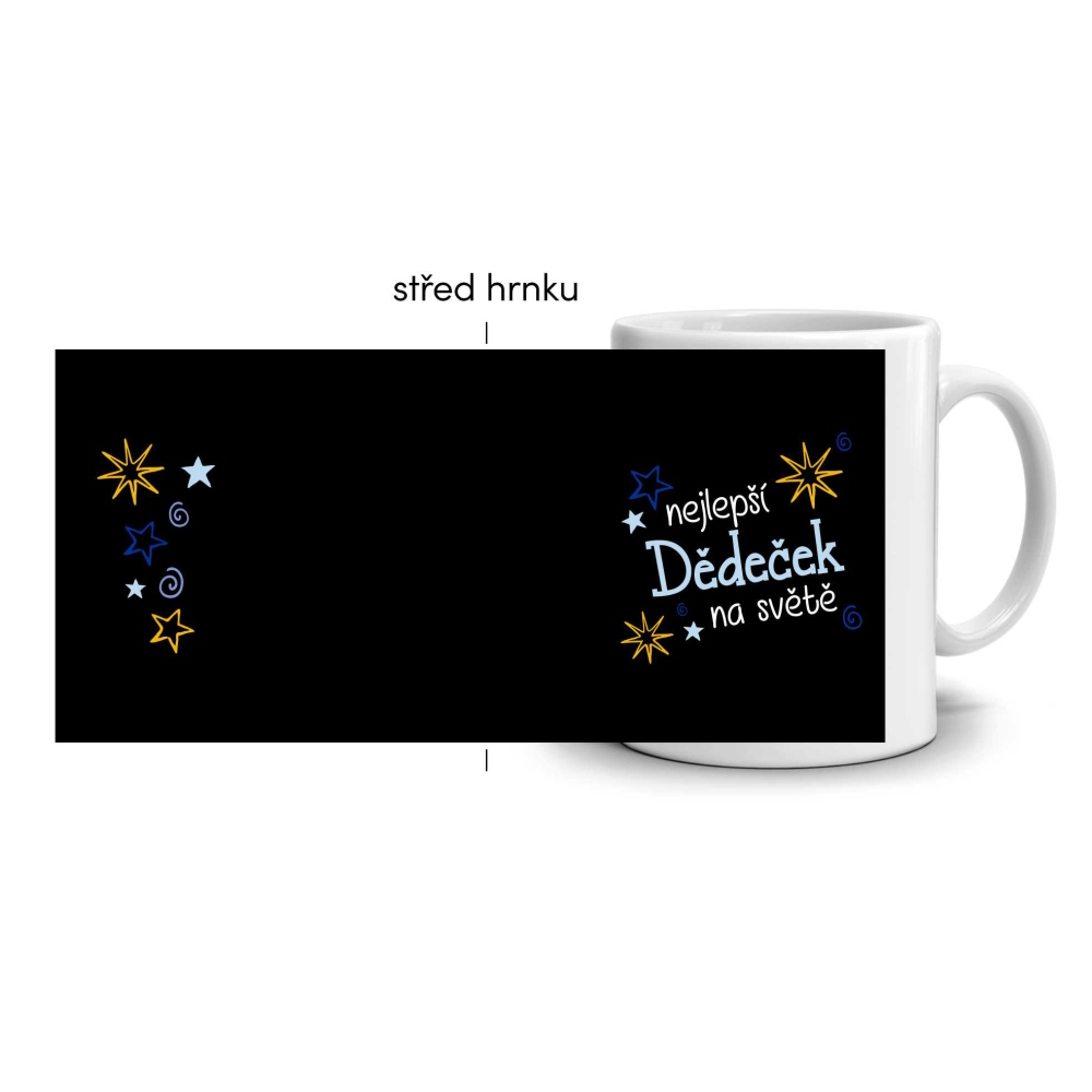 Fehér kerámia bögre 330ml képpel - a legjobb nagyapa (sötét téma)