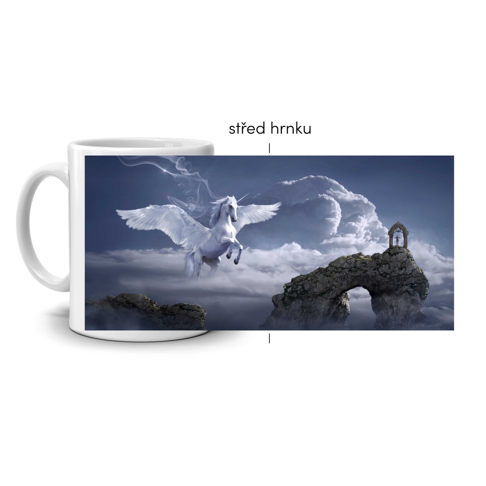 Fehér kerámia bögre 330ml képpel - pegazus az égen