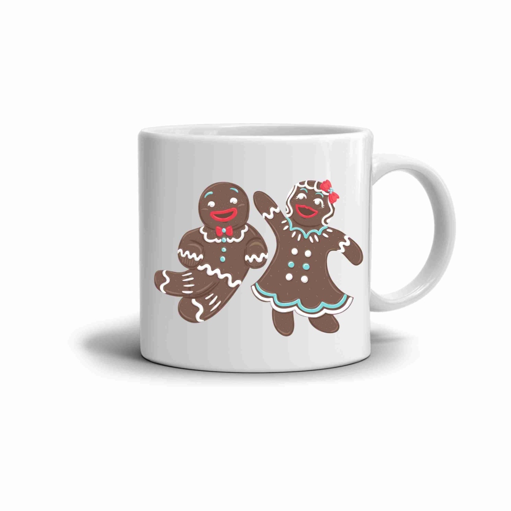 Fehér kerámia bögre 330ml képpel - mézeskalács pár