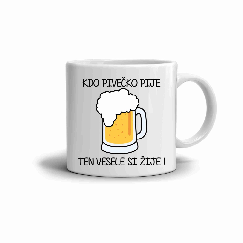 Fehér kerámia bögre 330ml képpel - sör