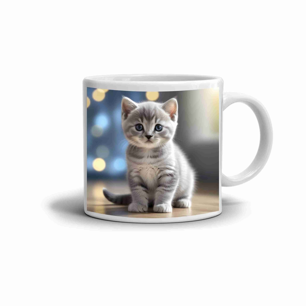 Fehér kerámia bögre 330ml képpel - aranyos cica 2