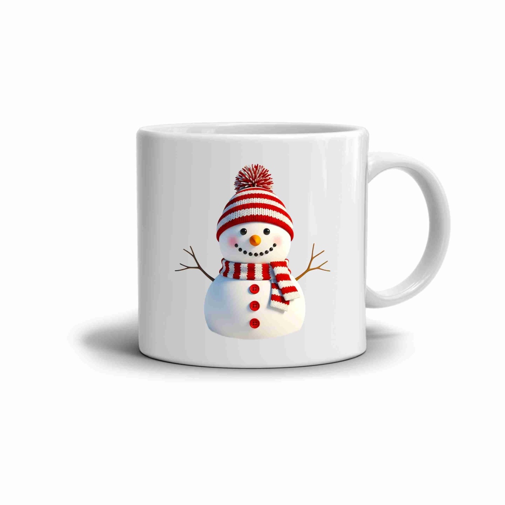 Fehér kerámia bögre 330ml képpel - aranyos hóember