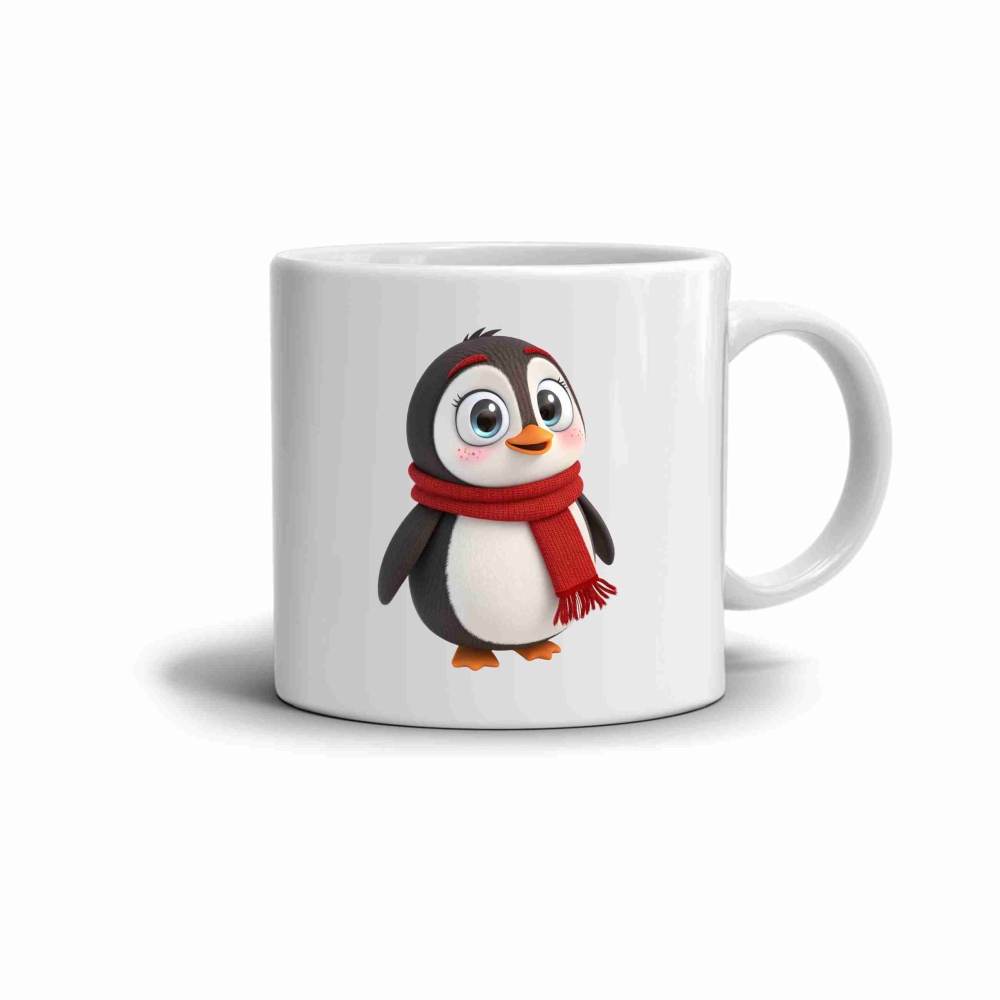 Fehér kerámia bögre 330ml képpel - aranyos pingvin