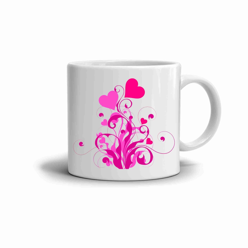 Fehér kerámia bögre 330ml képpel - rózsaszín szerelem