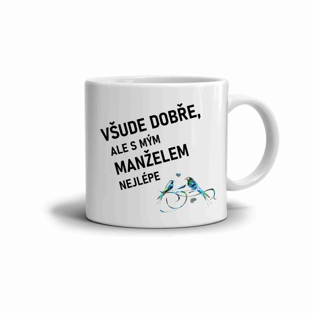 Fehér kerámia bögre 330ml képpel - legjobb a férjjel