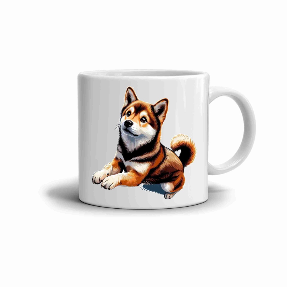 Fehér kerámia bögre 330ml képpel - shiba inu