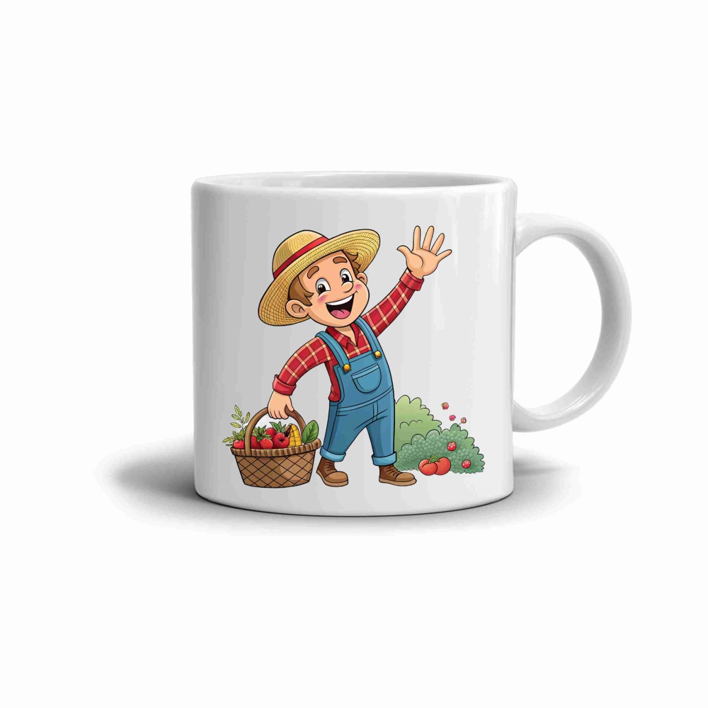 Fehér kerámia bögre 330ml képpel - gazda