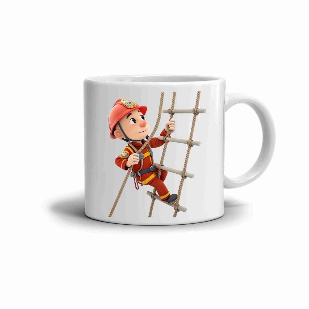 Fehér kerámia bögre 330ml képpel - praktikus tűzoltó