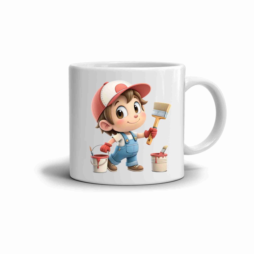 Fehér kerámia bögre 330ml képpel - praktikus festő